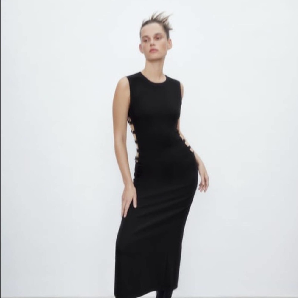 ZARA SIDE RING DRESS BLACK - Picture 4 of 10